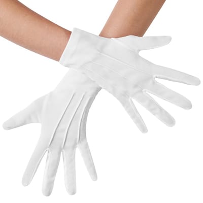 dressforfun - Handschoenen met biezen wit - verkleedkleding kostuum halloween verkleden feestkleding carnavalskleding carnaval feestkledij partykleding - 303663