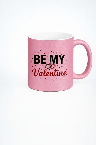Roze Glitter Mok 'Be My Valentine' - Romantisch Valentijn Cadeau | Liefdesmok