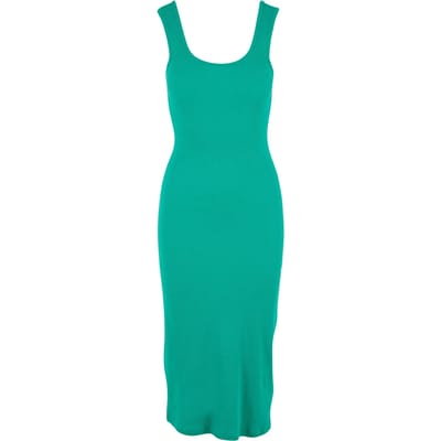 Urban Classics Ladies Rib Top Dress Lange jurk groen L - Katoen - Basics
