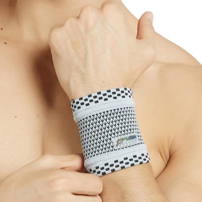 Ondersteunende Polsbrace met Bamboevezels - Licht, Elastisch en Ademend - voor Sport en Lichaamsbeweging - Grijs, Maat M, 1 Stuk