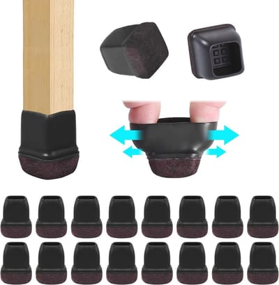 Stoelpoten Beschermdoppen met Vilt en Rubber - Meubelbeschermers voor Hardhouten Vloeren (14-19 mm, 16 Stuks)