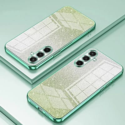 Hoesje geschikt voor Samsung Galaxy S25 FE - Phonesta Crystal Sparkle Glitter Silicone Back Cover - Groen