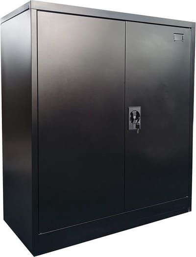 IVOL Archiefkast met slot - Kantoorkast 90 x 100 x 40 cm - Draaideurkast Zwart met 1 legbord