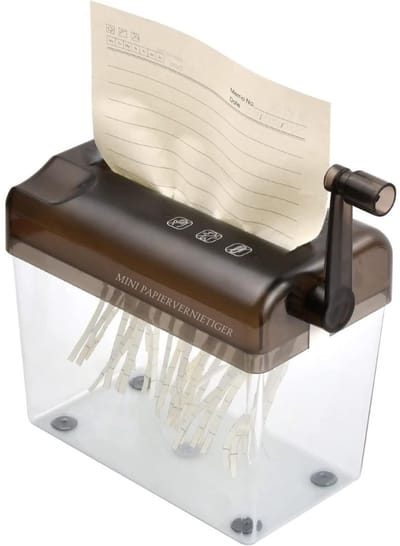 RONN® Papierversnipperaar voor Thuis - Papiervernietiger - Versnipperaar - Handmatig - Draagbaar - Grijs - ‎15cm x 19cm x 11cm