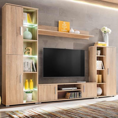 vidaXL - Tv-wandmeubel - met - LED-verlichting - Sonoma - eiken