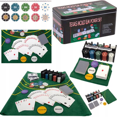 Poker Set 200 Chips, Kaarten & Speelmat