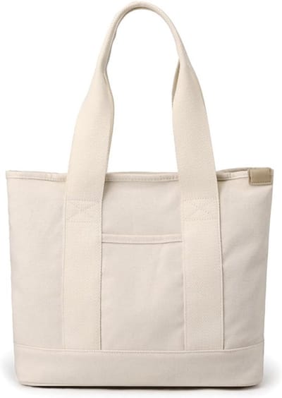 Canvas totebag met meerdere vakken rits multifunctioneel schoudertas crossbody vrouwen werk reis