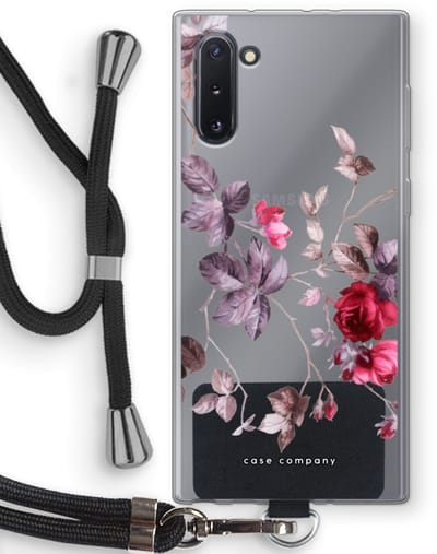 Case Company® - Hoesje met koord geschikt voor Samsung Galaxy Note 10 hoesje met Koord - Mooie bloemen - Telefoonhoesje met Zwart Koord - Bescherming aan alle Kanten en Over de Schermrand