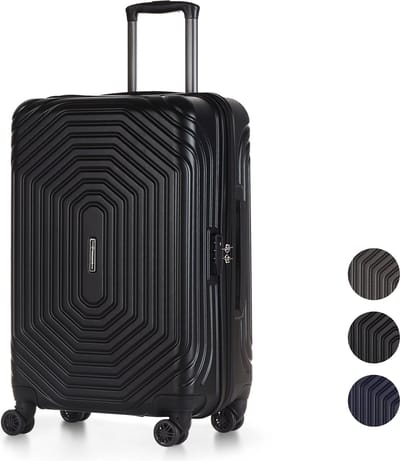 ©TROLLEYZ - Florence No.7 - Reiskoffer 69cm met TSA slot - Dubbele wielen - 360° spinners - 100% ABS - Reiskoffer in Night Black