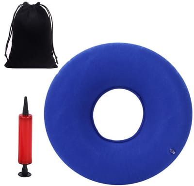 Dailygoods- Aambeienkussen Ergonomisch - Opblaasbaar Zitkussen - Medisch Kussen - Drukverlichting - Compact - PVC Gevlokt - 22x15x3 cm