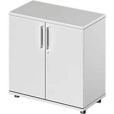 Vleugeldeurkast TETRIS WOOD - B 800 x D 421 x H 800 mm - 2 OH - hoogte inclusief glijders - lichtgrijs - ons merk Schäfer Shop Genius