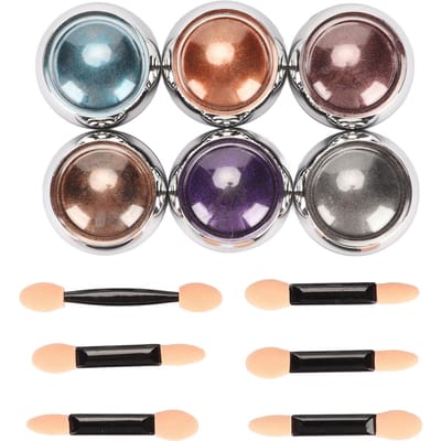 6 kleuren Nail Art Mirror Powder Metallic Decoration Manicure Mirror Powder met oogapplicator