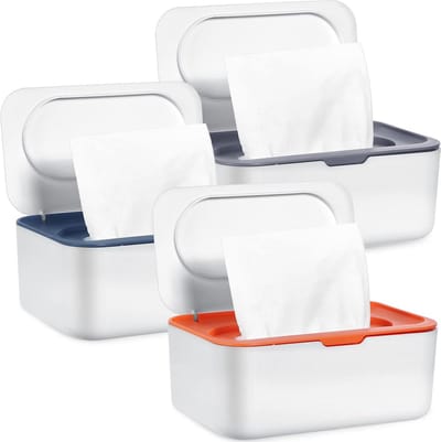 Babydoekjes Dispenser - Hervulbare Houder - Babyverzorging Thuis - Antislip Ontwerp - 3 Stuks - Wit