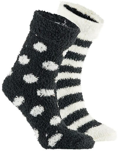 Apollo bedsokken / huissokken - kinderen - 2-pack - zwart/wit - one size - Slaapsokken - Slofsokken