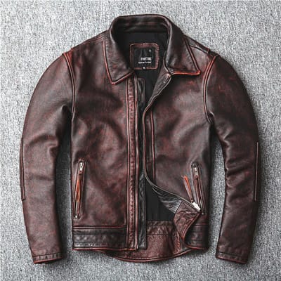 Lente en Herfst Nieuw Mei Kaki Bruin Vintage Doen Oud Eerste Laag Rundleer Leer Heren Motorfiets Smoking 4XL gray