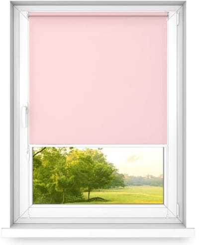 time4blinds mini rollo basic - Rolgordijn - Niet-invasief - Raamrolgordijn binnen zonder boren - Niet-invasieve handgrepen - Dimmen rollo - 400x1000mm Roze - Bediening aan de Linkerkant