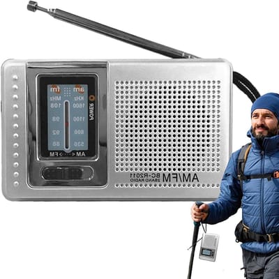 Draagbare FM-radio - Zakradio AM/FM - Noodsituaties Kamperen - Werkt op batterijen - 96 x 23 x 58 cm - Zilver