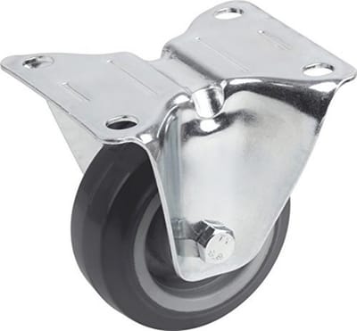Bokwiel Ø 80 mm - 105 x 80 mm plaat - elastisch massief rubberen meubelrol met zacht loopvlak en rollager - 100 kg draagkracht