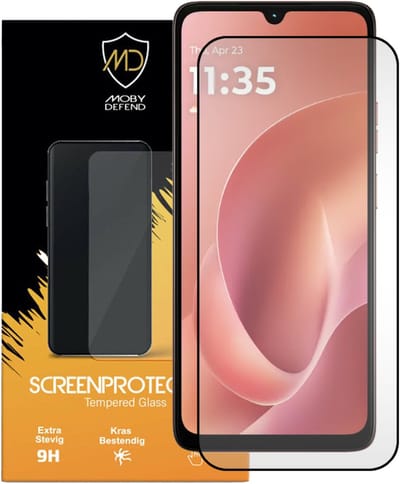 MobyDefend Screenprotector - Geschikt voor Motorola Moto G06 - Screensaver Met Zwarte Randen - Gehard Glas