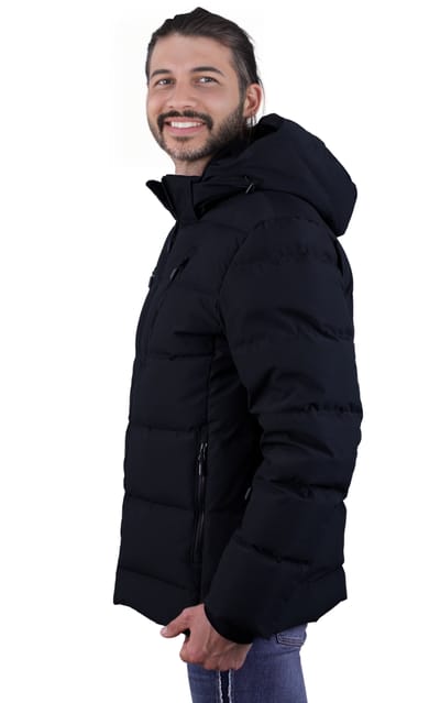 Heren Warme Donsjas Winterjas Zwart