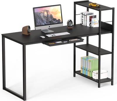 Bureau met Plank - Werktafel Bureau - Thuiswerken Organiseren - Verstelbare Planken - 46 inch - Zwart