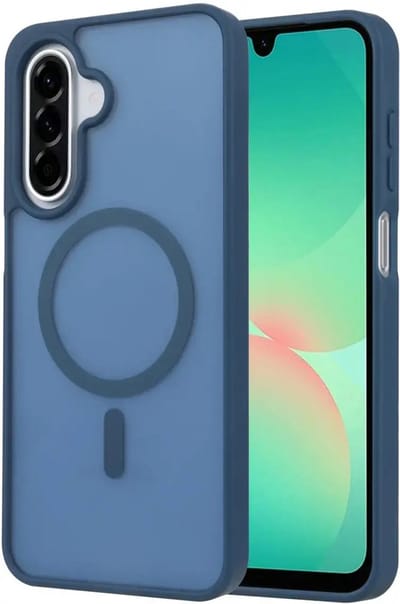 Hoesje Geschikt voor Samsung Galaxy A26 - Compatibel met MagSafe - Matte Beschermhoes - Back Cover met Magneet - Blauw