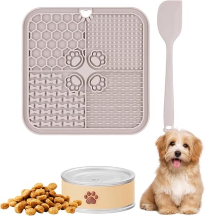 Famanu – Vierkante siliconen likmat 20x20 cm met zuignap en spatel, slow feeder