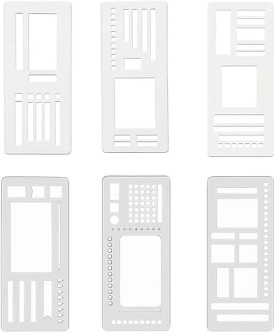 Handgemaakte Flexibele Sjablonen Set van 6 Stuks voor Planner, Puntrooster, Checklist en Dozen