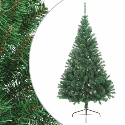 vidaXL - Kunstkerstboom - met - standaard - half - 210 - cm - PVC - groen