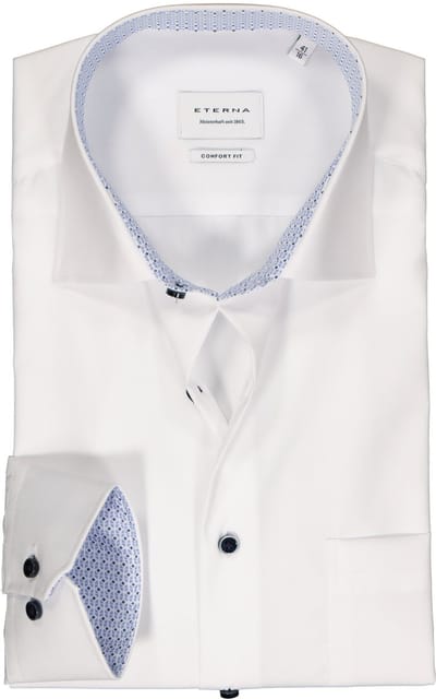 ETERNA comfort fit overhemd - popeline - wit (contrast) - Strijkvrij - Boordmaat: 40