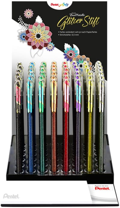 Gelschrijver Pentel K110 Dual medium metallic assorti 8 kleuren | 48 stuks