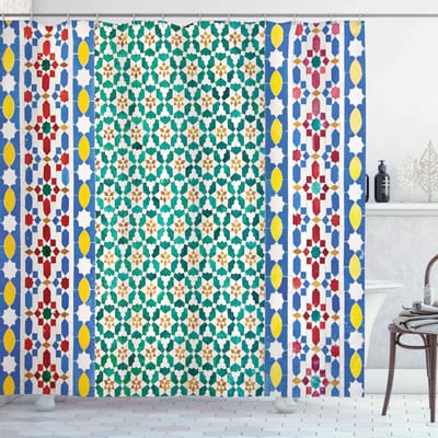 ABAKUHAUS douchegordijn – Geometrisch patroon – 175 x 180 cm – Meerkleurig