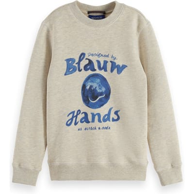Scotch & Soda Boy Denim Washed Artwork Sweatshirt Ecru Melange Taglia: 8 | Abbigliamento Sportivo Outlet | kids | Blu