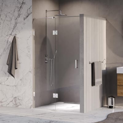 Brauer Void - Nisdeur - 2-Delig - Helder Glas - 120 x 200 cm - Omkeerbaar - met Draaideur 60 cm - Aan Glas - incl. Glascoating - Chroom