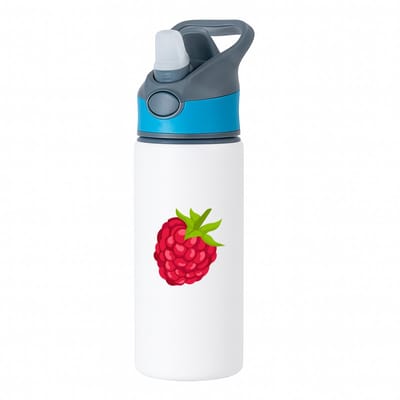 Hacebo® - Framboos waterfles met rietje blauw - Fruitschaal - Fruit liefhebbers - Fruit - bessen - gezond eten - water fles - 650ML