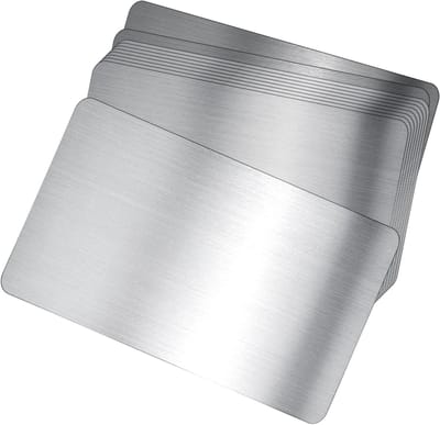 Set van 10 Stuks Geanodiseerde Zilveren Aluminium Visitekaartjes - Lege Kaarten voor Kantoor, Klanten en DIY Geschenken (0.45mm Dikte)