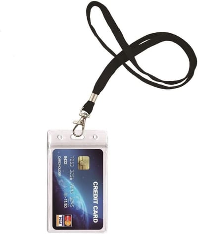 Kaarthouder Lanyard - Naamplaatje Clips - Identificatie Beheer - Waterbestendig Zwaar Gebruik - 17.8 x 6.4 cm - Zwart