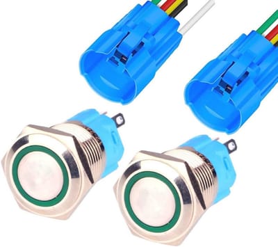 Roestvrij Stalen Momentary Drukknop 12V-24V met LED Verlichting en Draadstekker