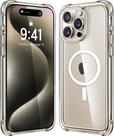 Transparant Schokbestendig TPU Hoesje Geschikt voor Apple iPhone 15 Pro Max | Compatibel met MagSafe | Back Cover met Magneet | Dun | Flexibel | Shockproof | Doorzichtig