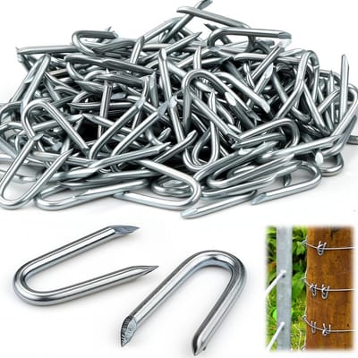 U-nagels Staal - Heknagels Krampnagels - Hekken Plaatsen - Gegalvaniseerd Materiaal - 350 stuks - Zilver