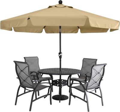 Parasol met volant, terrasparasol, tuinparasol, terrasparasol, tafelscherm, martkparasol, 8 ribben, kaki