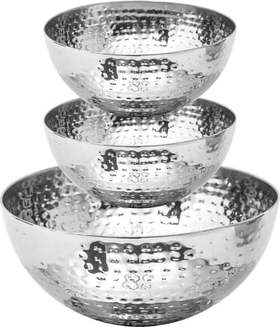 Secret de Gourmet voedsel serveerschalen - Set 7x - RVS - D24/D13 cm