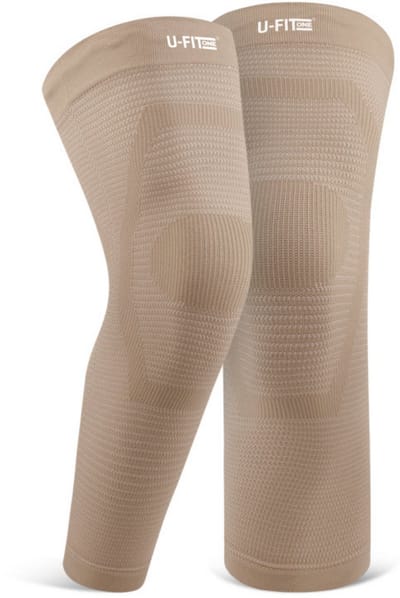 U Fit One 2 Stuks Lange Knie Brace - Knee Sleeves - Kniebeschermers - Knieband - Knee Support & Bandage - Sportbrace - Beige - Maat S/M