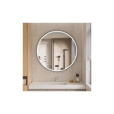Bella Mirror Smart Badkamerspiegel met LED Verlichting & Verwarming – Wandspiegel Rond – Anti Condens Douchespiegel - Mat Zwart - 100CM