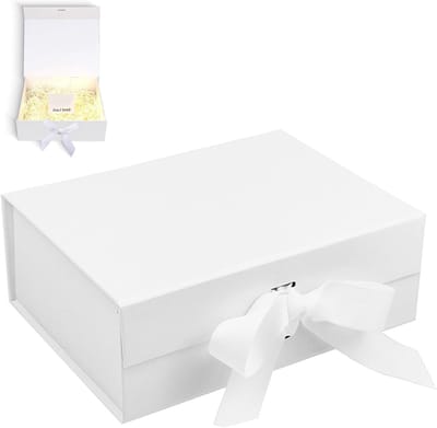 Stijlvolle Witte Cadeaubox met Deksel en Strik, Herbruikbare Verpakking voor Verjaardag, Kerst en Valentijnsdag