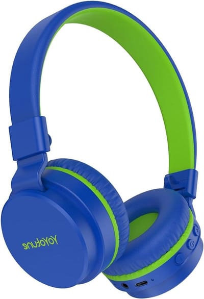Kinderhoofdtelefoon - Draadloze koptelefoon Over-ear hoofdtelefoon - Muziek luisteren - Veilig volume begrenzing - 40 uur speeltijd - Blauw