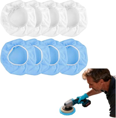 8-delige set microvezel polijstkussens voor 220-255 mm polijstmachines | Wollen polijstpads voor auto en meubels | Witte herbruikbare polijsthoezen