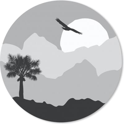 Muismat rond 20x20 cm - Mousepad Zon - Palm - Vogel - Zwart - Wit - Ronde muismatten