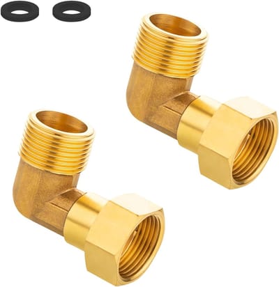 Set van 2 Messing Verstelbare Schroefaansluitingen, DN20 Hoekverbinding 3/4 Inch met O-Ring, Voor Pijpaansluitingen en Waterleidinginstallaties