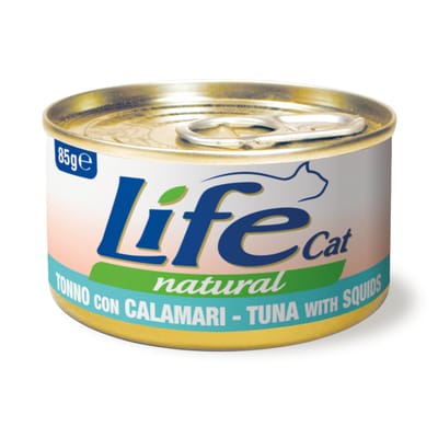 6x85g Life Cat Natural adult tonijn met inktvis nat kattenvoer